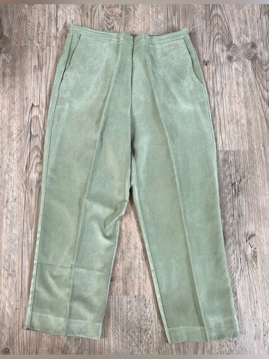 Alfred Dunner Pants - Alfred Dunner Pants 12 Sage Green Straight Leg Elastic Waist Pockets Casual Fall